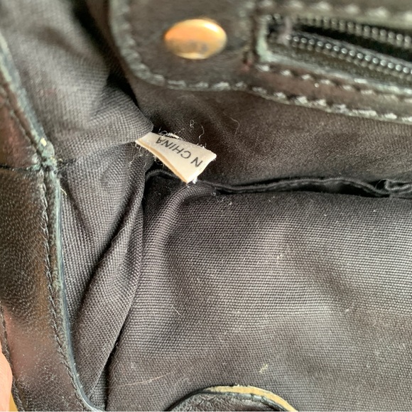 Isabella Fiore Black Leather Purse Puff Celine Large Handbag Pockets Whip Stich - Picture 12 of 14